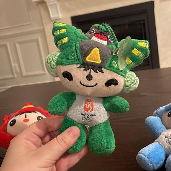 Beijing China 2008 Summer Olympics 4 Mascots Fire Fuwa Dolls Plush 7" Beibei - Picture 3 of 10